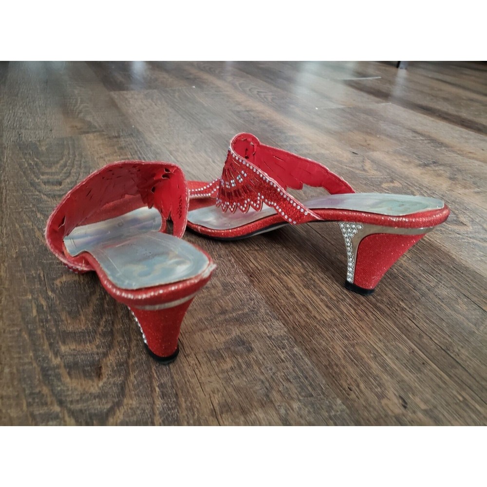 Pierre Dumas Womens Sz 11 Red Beaded Summer Heeled Sandals - Picture 3 of 4